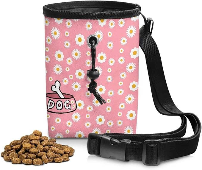 Dog Daisy Dog Treat Pouch Easily Carries Puppy Training Pouch, Versatile Dog Walking Bag Bait Bag Training Bag for Treats, Kibbles, Toys & Accessories