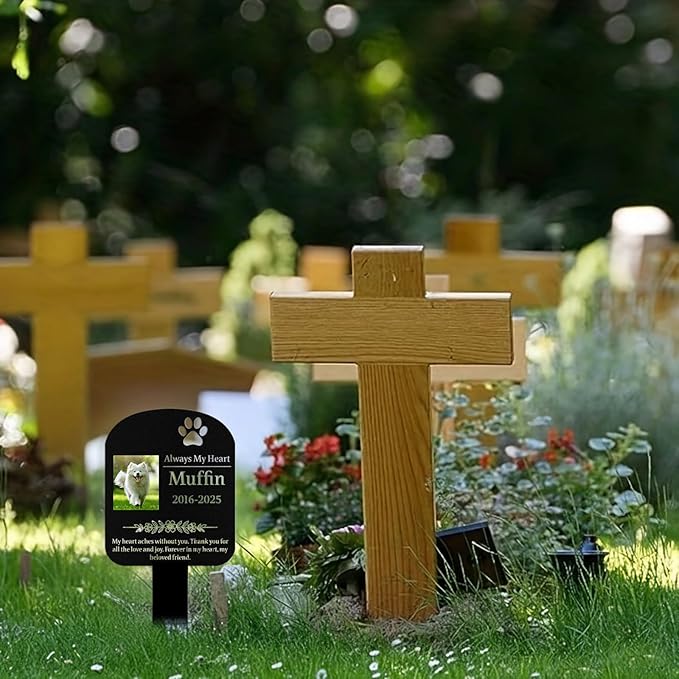 Custom Dog Grave Markers Outdoor, Personalized Pet Grave Marker Dog Memorial with Photo and Name, Outdoor Weatherproof Pet Cemetery Sign, Personalized Dog Memorial Gifts for Loss of Dog