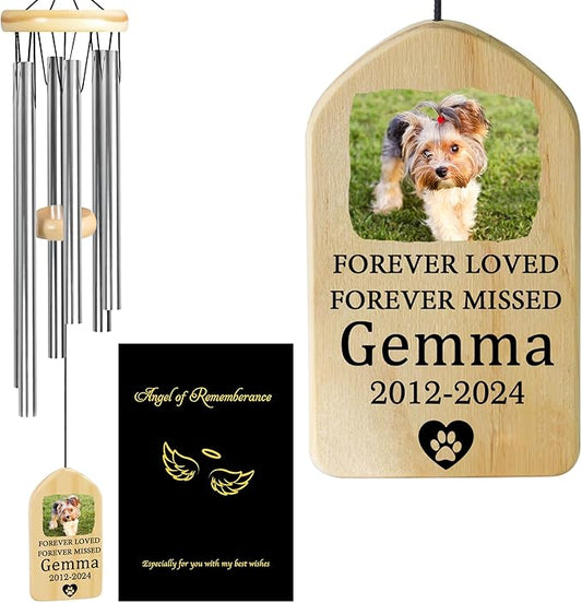 Personalized Memorial Wind Chime, Cat & Dog Gifts, Pet Loss Sympathy Gifts - Forever Missed