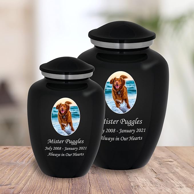 Homage Large Custom Photo Pet Cremation Urn for Pet Ashes - Vase Style Pet Urn - 200 Cubic Inch Capacity -Personalization Included (Graphite Grey)