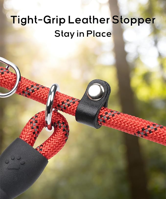 TagME Slip Leads for Dogs that Pull, 6 FT No-Pull Training Leash with Lock, Escape-Proof Design, Reflective & Padded Handle for Medium Dogs, Hot Pink