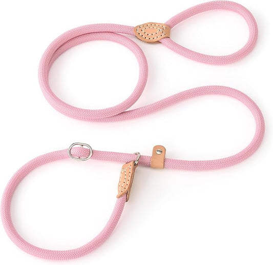 Mile High Life Slip Lead Dog Leash - 4FT, 5FT, 6FT Heavy Duty Rope Leash for No Pull Training, Durable Braided Dog Lead with Leather Stopper & Tip for Medium Large Dogs
