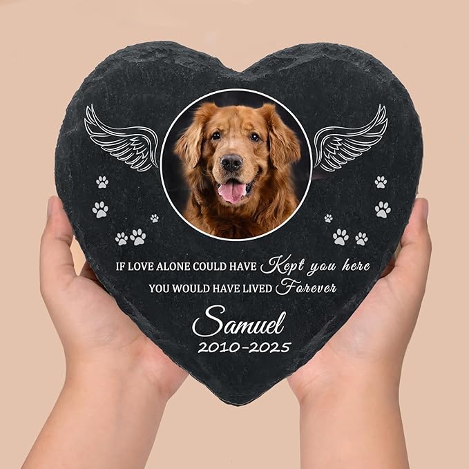 Personalized Dog Memorial Gifts for Loss of Dog, Custom Photo Pet Momorial Stone for Dogs, Cat Memorial Sympathy Gift, Dog Passing Away Gifts, Sympathy Gift for Pet Lovers (Style 2)