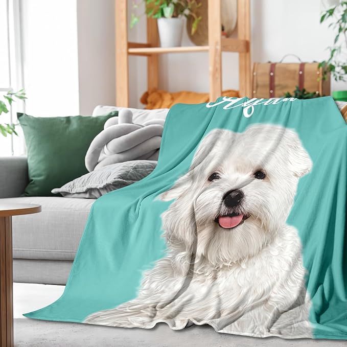 Pet Memorial Blanket Gift - Personalized Dog Memorial Blanket with Photo Name, Pet Sympathy Gifts for Dogs Lovers, Custom Loss of Dog Grief Blankets, Pets Remembrance Bereavement Gifts (1 Photo)