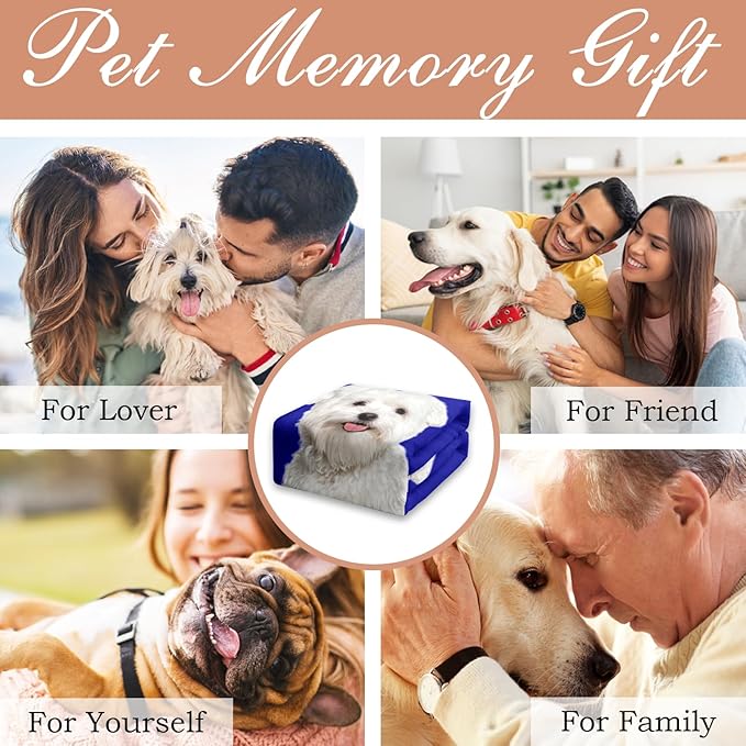 Pet Memorial Blanket Gift - Personalized Dog Memorial Blanket with Photo Name, Pet Sympathy Gifts for Dogs Lovers, Custom Loss of Dog Grief Blankets, Pets Remembrance Bereavement Gifts (1 Photo)