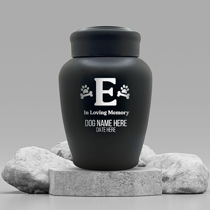 Personalized Custom Engraved Dog Urn with Name and Date - Stainless Steel Large Cremation urns for Pets Ashes with Airtight Closure | up to 150 lbs Capacity | Dog Bone and Paw