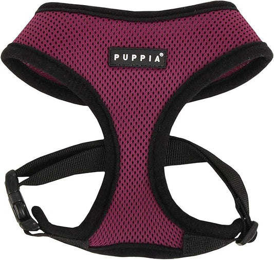 Puppia Soft Dog Harness No Choke Over-The-Head Triple Layered Breathable Mesh Adjustable Chest Belt and Quick-Release Buckle, Purple, Medium
