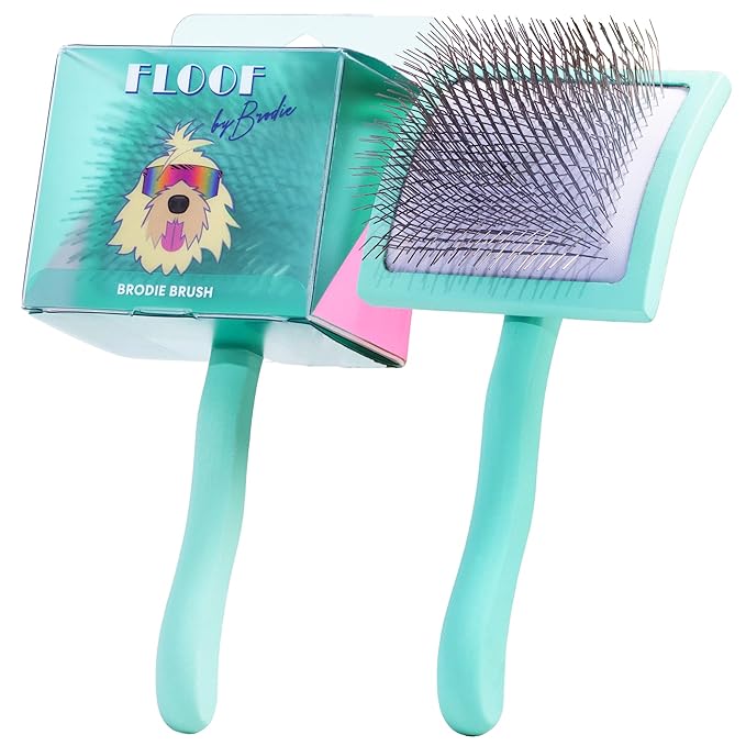 Floof by Brodie Dog Grooming Slicker Wire Brush: Designed for Long Haired Dog Breeds - Dematting and Deshedding, Comfortable and Easy to Use, Ergonomic Handle - Large
