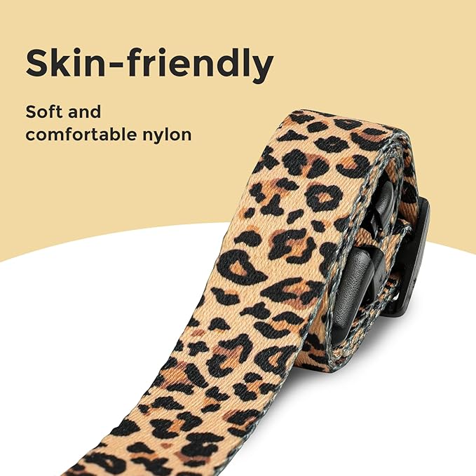 Kazazoo Dog Collar Cute and Soft Nylon Puppy Collar for Boy and Girl, Adjustable Dog Collars for Medium Large Dogs, Brown Leopard-L
