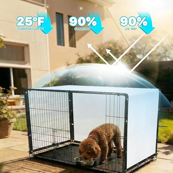 Royal Shade 10' x 29' White Custom Size 90% Shade Cloth Dog Kennel Shade Mesh Tarp Sunblock with Grommets for Dog Kennel Cover, Fence Privacy Screen, Greenhouse, Chicken Coop & Pet Playpen.