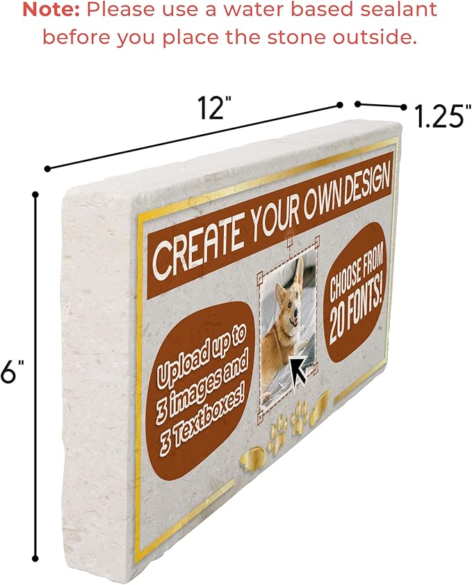 Personalized Pet Memorial Stones, 6x12 Create Your Own Pet Grave Markers as Keepsake or Pet Remembrance, Pet Loss Gifts for Bereaved Pet Owners, DIY Personalized Pet Memorial Limestone (Design 3)