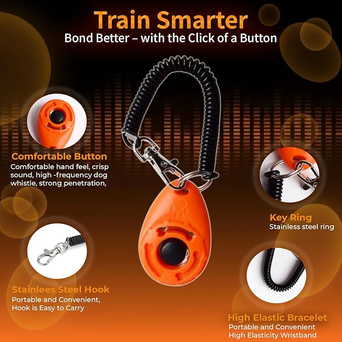 Dog Bark Deterrent Device with Training Clicker, 3X Ultrasonic Anti Barking Device for Dogs, 23FT Long Range, 6 Adjustable Modes, Rechargeable Stop Barking Dog Devices for Small, Medium & Large Dogs