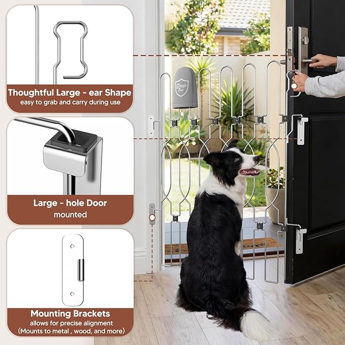 Snagle Paw Metal Retractable Door Barrier,Tall Safety Dog Gate for Front Door,Easy Install Retractable Pet Gate for Recreational Vehicle,Doorways,28.4" Wide 35"