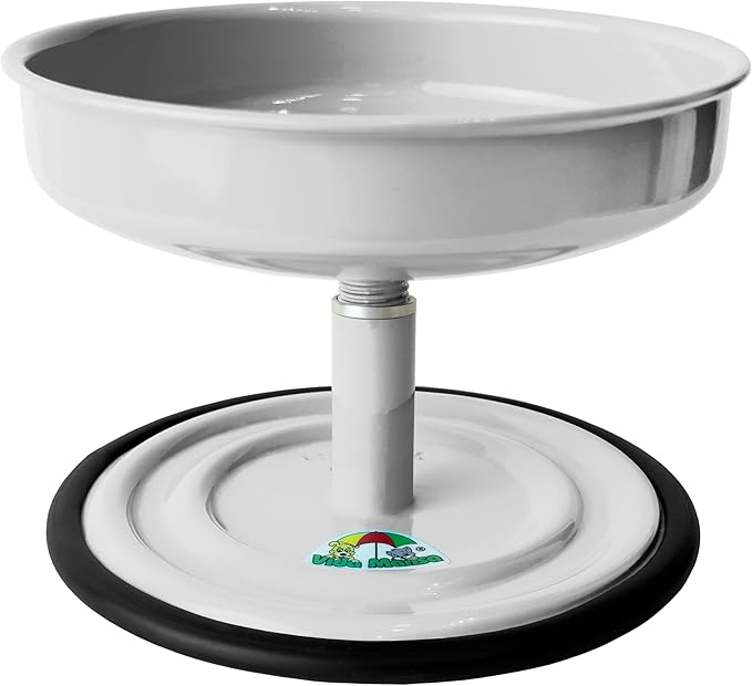 Adjustable Dog Feeder, 18.6 oz – Aluminum Feeding Bowl with Height Adjustment, Promotes Comfortable Feeding Position, Electrostatic Coated Finish, Vida Mansa, (White)