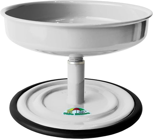 Adjustable Dog Feeder, 18.6 oz – Aluminum Feeding Bowl with Height Adjustment, Promotes Comfortable Feeding Position, Electrostatic Coated Finish, Vida Mansa, (White)