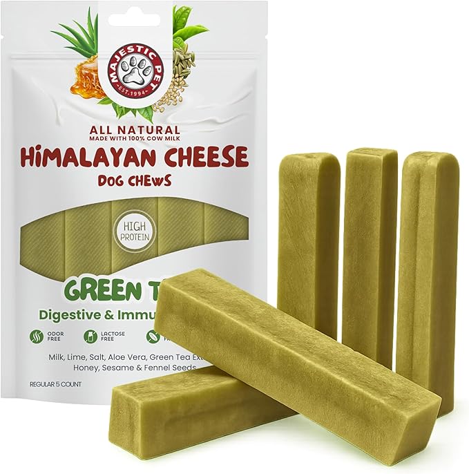 Majestic Pet Himalayan All-Natural Cheese Dog Chews - Long Lasting Dental Chew for Dogs - Healthy Pet Treats with Beneficial Ingredients (Digestive & Immune Support, Regular, 5 Pack)