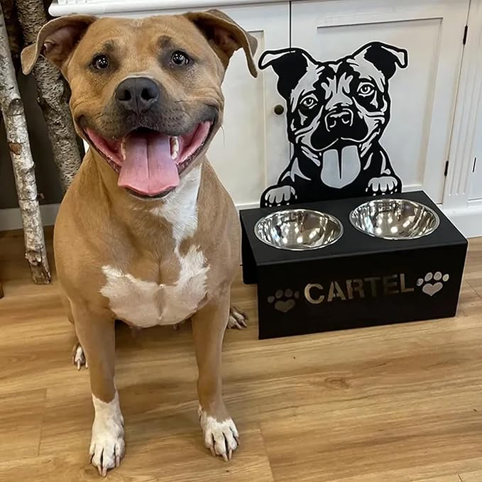 Personalized Dog Food Bowl Holder,Customized with Your Pet'S Name Pet Feeding Supplies Bowl Stainless Steel Dog Food and Water Dishes Gift for Pet Lovers (Border Collie)