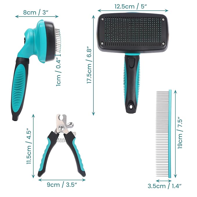 Dog Slicker Brush and Grooming Set of 3