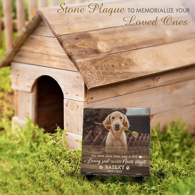 Personalized Pet Memorial Stone - Square Rock Gifts with Dog Paw Prints, Loss of Cat Keepsake to Grave Memory for Animal Lovers, Ideal for Indoor and Outdoor Statues