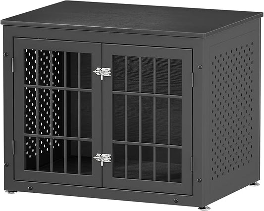 32" Heavy Duty Dog Crate Furniture for Small and Medium Dogs, Metal Kennel for High Anxiety Dogs, Chew Proof Pet Cage Indoor, Decorative Dog Kennel End Table