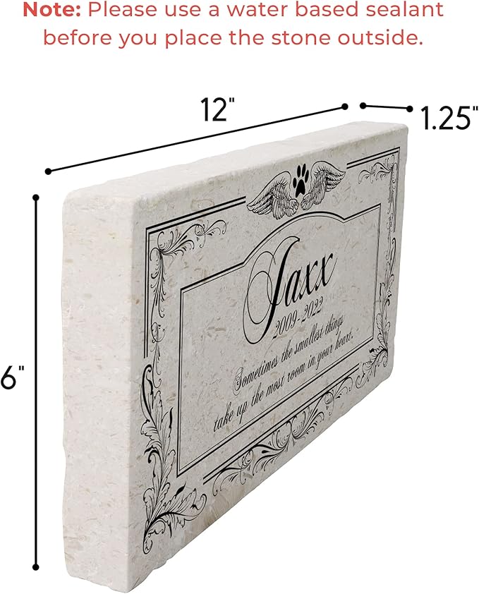 Personalized Pet Memorial Stone, 6x12 Custom Limestone Pet Grave Markers as Keepsake or Pet Remembrance, Thoughtful Pet Loss Gifts for Bereaved Pet Owners, Personalized Memorial Gifts (Jaxx)
