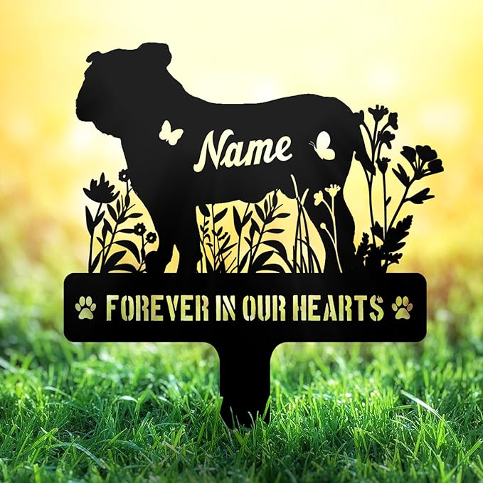Custom French Bulldog Frenchie Dog Memorial Stake, Personalized Dog Grave Marker, Metal Pet Tombstone, Outdoor Sympathy Sign for Garden Yard Decor, Pet Loss Gift