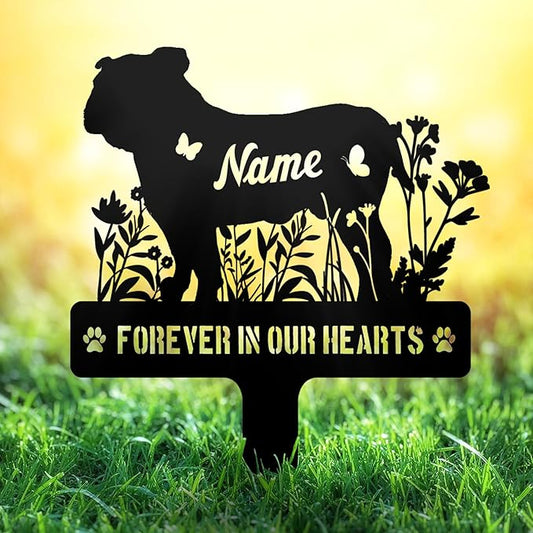 Custom French Bulldog Frenchie Dog Memorial Stake, Personalized Dog Grave Marker, Metal Pet Tombstone, Outdoor Sympathy Sign for Garden Yard Decor, Pet Loss Gift