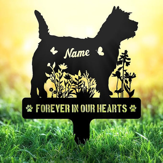 Custom Cairn Terrier Cairnie Dog Grave Marker, Personalized Dog Memorial Stake, Metal Pet Tombstone, Outdoor Sympathy Sign for Garden Yard Decor, Pet Loss Gift