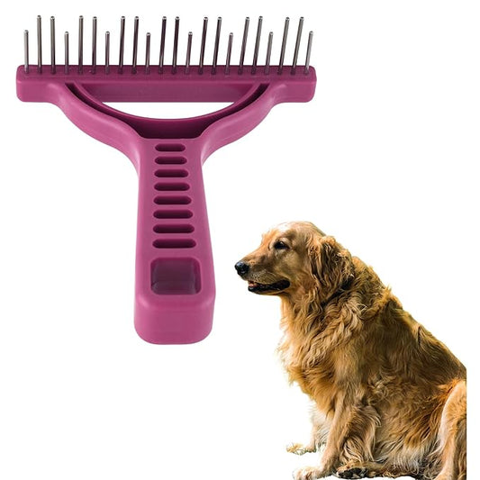 The Untangler Rakes for Grooming and Shedding - silky smooth rotating teeth to easily collect loose hair (Purple, Shedding)