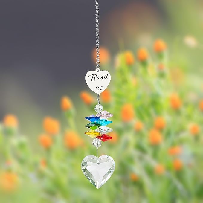EDSG Personalized Dog Memorial Gifts for Loss of Dog - Pet Sympathy Gifts, Custom Pet Bereavement Gift, Rainbow Bridge Memorial Suncatcher for Cat (Design 1)