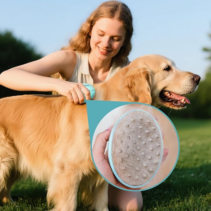 Pet Grooming Brush for Long & Short Hair Dogs Cats,Multi-purpose silicone massage & bath brush for pets,promotes shiny coats,Pink
