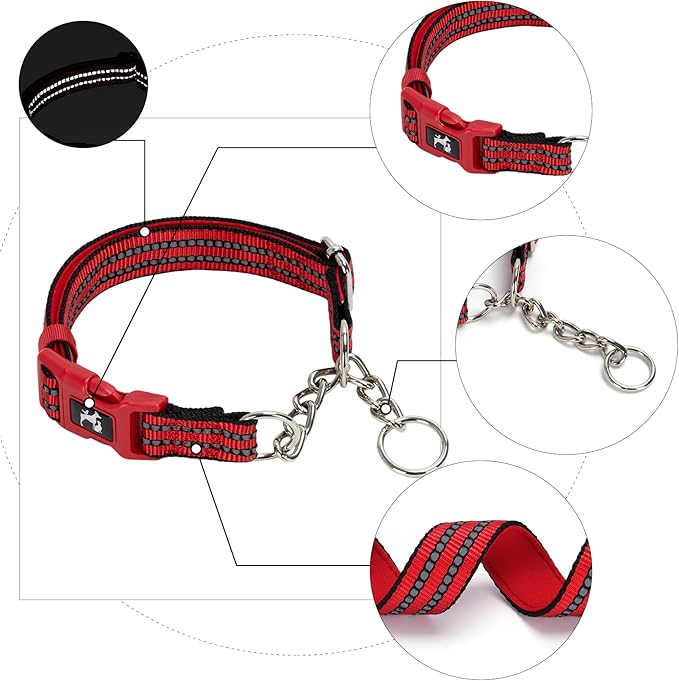 MAOWUWUJOA Martingale Collar for Dogs with Buckle Red Dog Collar for Medium Dogs,Red L