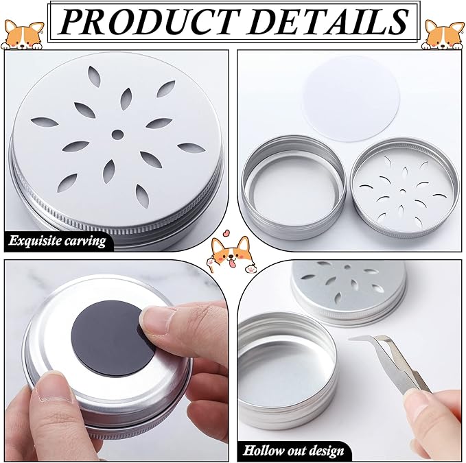 Shimeyao 59 Pcs Dog Scent Training Kit, 24 Scent Training Box Dog Nose Work Containers Aluminum Cans 24 Magnetic Dots 10 Plastic Dropper with 1 Tweezer for Work