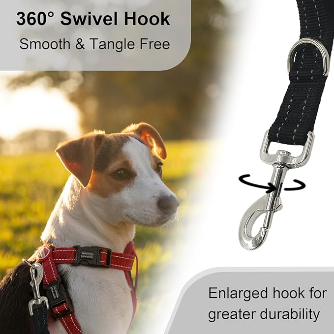 Standard Training Leashes 12 Inches for Dogs, Short Traffic Dog Leash Heavy Duty Padded Handle, Nylon Anti Pull for Reflective, Short Line Dog for Small, Medium and Large Dogs 1 FT Black