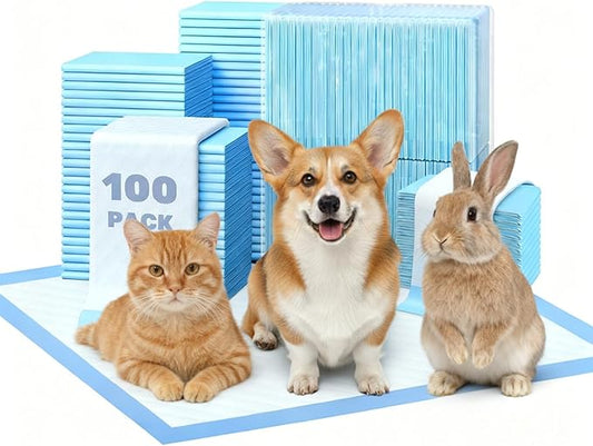 FluffyDream Super Absorbent Waterproof Dog and Puppy Pet Training Pad, Housebreaking Pet Pad,Blue (13"x17.7"(100PCS))
