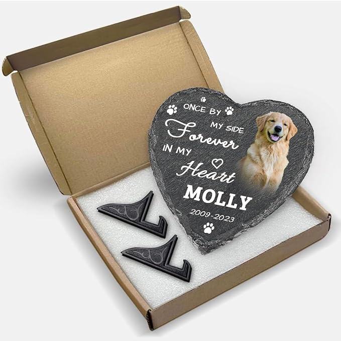 Personalized Pet Memorial Stone for Dogs 8"*8",Custom Heart Memorial Gifts for Loss of Dog Cat,Customized Garden Stone Grave Markers Headstone for Dog Cat Lovers