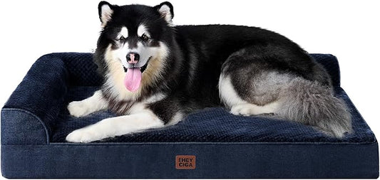 EHEYCIGA XXL Dog Bed Memory Foam, Orthopedic Giant Dog Bed Jumbo with Washable Removable Cover, Waterproof Pet Sofa Couch with Nonskid Bottom, 48x35x7.5, Navy Blue