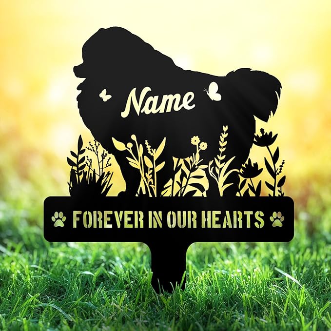 Custom Pomeranian Pom Dog Memorial Stake, Personalized Dog Grave Marker, Metal Pet Tombstone, Outdoor Sympathy Sign for Garden Yard Decor, Pet Loss Gift