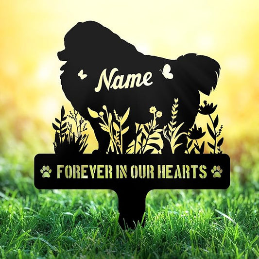 Custom Pomeranian Pom Dog Memorial Stake, Personalized Dog Grave Marker, Metal Pet Tombstone, Outdoor Sympathy Sign for Garden Yard Decor, Pet Loss Gift