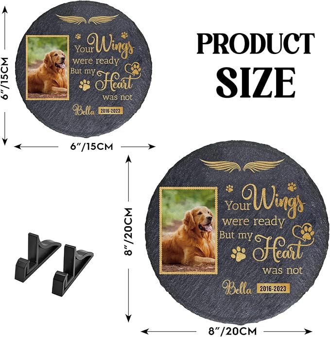 Personalized Pet Memorial Stone | Memorial Gifts for Loss of Loved One, Pet, Cat, Dog | Custom Garden Stones for Dogs or Cats Engaved with Pet's Name and Photo | Cemetery Decorations for Grave