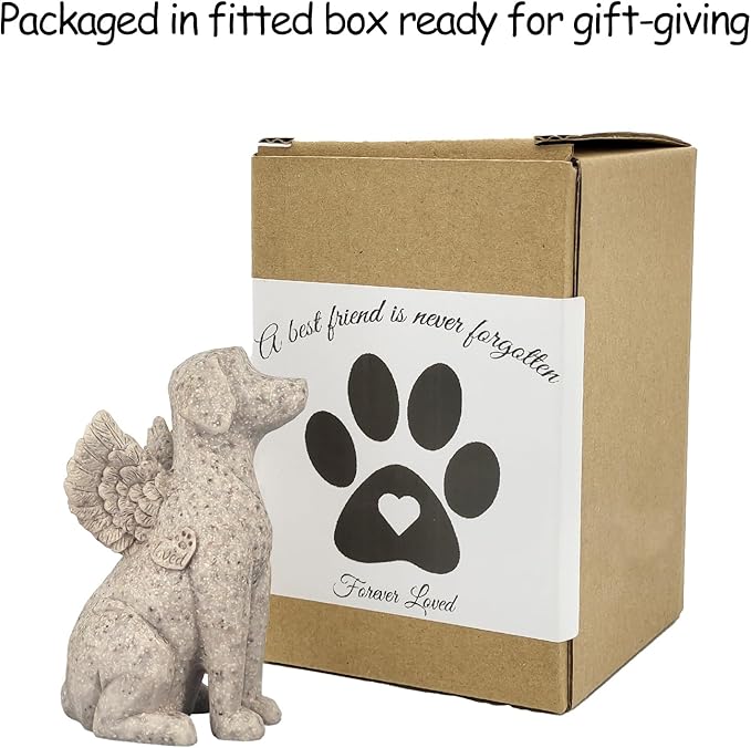Angel Dog Figurine - Sympathy Gift for Dog Loss, Outdoor Memorial Statue Decor