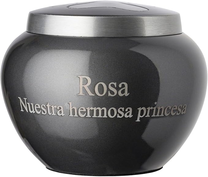 Mia Paws Premier Series Pet Urn for Dogs and Cats with Personalized Laser Engraving (Small - Pets up to 20 lbs, Slate, Single Pewter Paw)