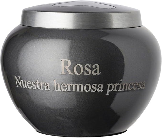 Mia Paws Premier Series Pet Urn for Dogs with Personalized Laser Engraving (Medium - Pets up to 35 lbs, Slate, Single Pewter Paw)