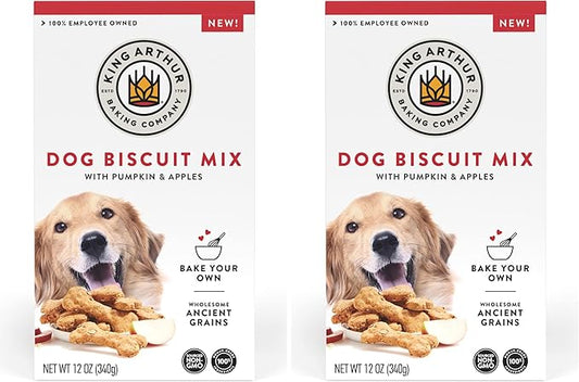 King Arthur Baking Company Dog Biscuit Mix, Pumpkin & Apple, Homemade Dog Treats, 12oz (Pack of 2)