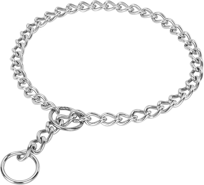 Dog Choke Chain Collar, 304 Stainless Steel Training Martingale Collar,Slip Link Training Heavy Duty Dog Collar for XXS XS Small Medium Large Big XL Breed Dogs 24 in, 3.5 mm
