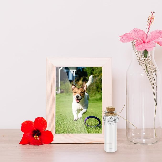 Pet Hair Memorial Glass Bottle,Vial for Ashes Or Hair Dog Or Cat Keepsake Pet Loss Memory Sympathy Gift (Custom Made)