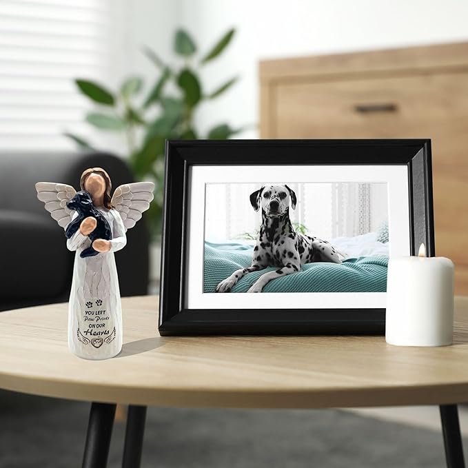 Dog Memorial Gifts for Loss of Dog, Pet Memorial Gifts for Dogs, Sculpted Hand-Painted Angel Figurines – Loss of Dog Sympathy Gift, Dog Bereavement Gifts, Dog Remembrance Gift (Black)