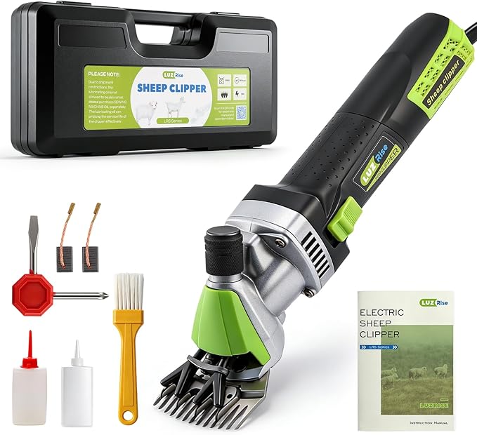 Sheep Shears Electric 850W 2400RPM Professional Heavy Duty Shearing Clipper with 6 Speed, for Shaving Fur Wool in Sheep, Goat, Cattle, and Other Farm Livestock Pet with Carrying Case (Size: 13.8*3.6")