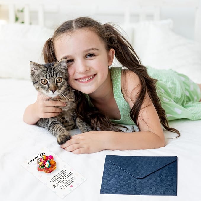 Loss Of Pet Sympathy Gift - Colorful Mini Paw Pocket Hug with Memorial Card Envelope Remembrance Bereavement Gift for Loss of Dog Cat Sympathy Favor Kid Adult Pet Lover Stress Relief Toy