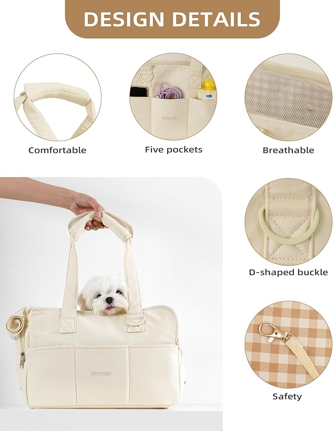 【S-Size Bag and mat】 ONECUTE Dog Carrier Set for Small Dog with a Soft mat, Beige